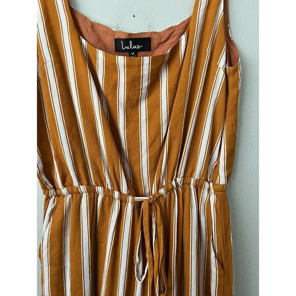 Lulus Jumpsuits Womens Medium In The Sunshine Striped Culotte Lined Rust White - Picture 3 of 10